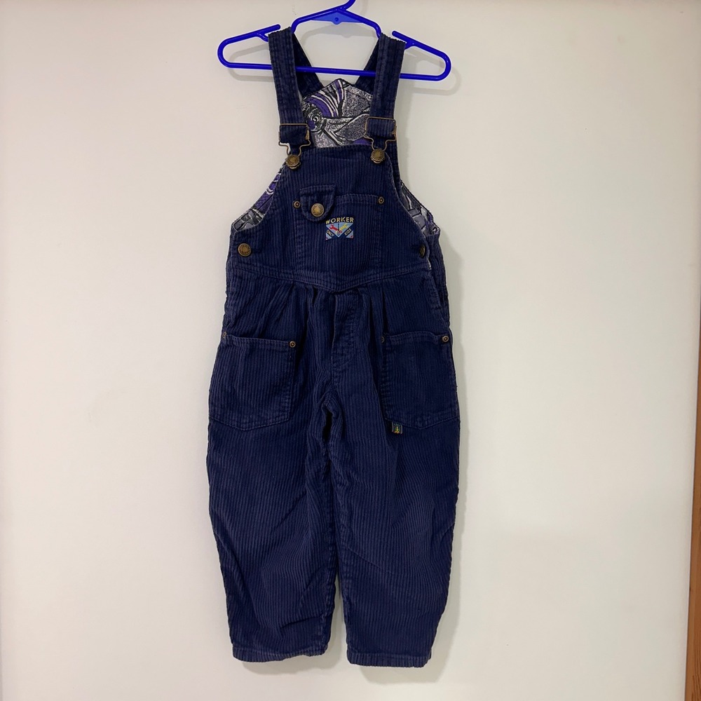 Vintage Formicula Corduroy Worker Overalls Kids 3T Navy Blue Adjustable | Retro